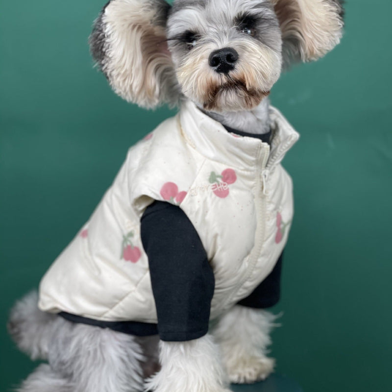 HKM-4167101 Warm Cherry Vest for Dogs - Polyester Fashion Dog Clothes for Autumn and Winter