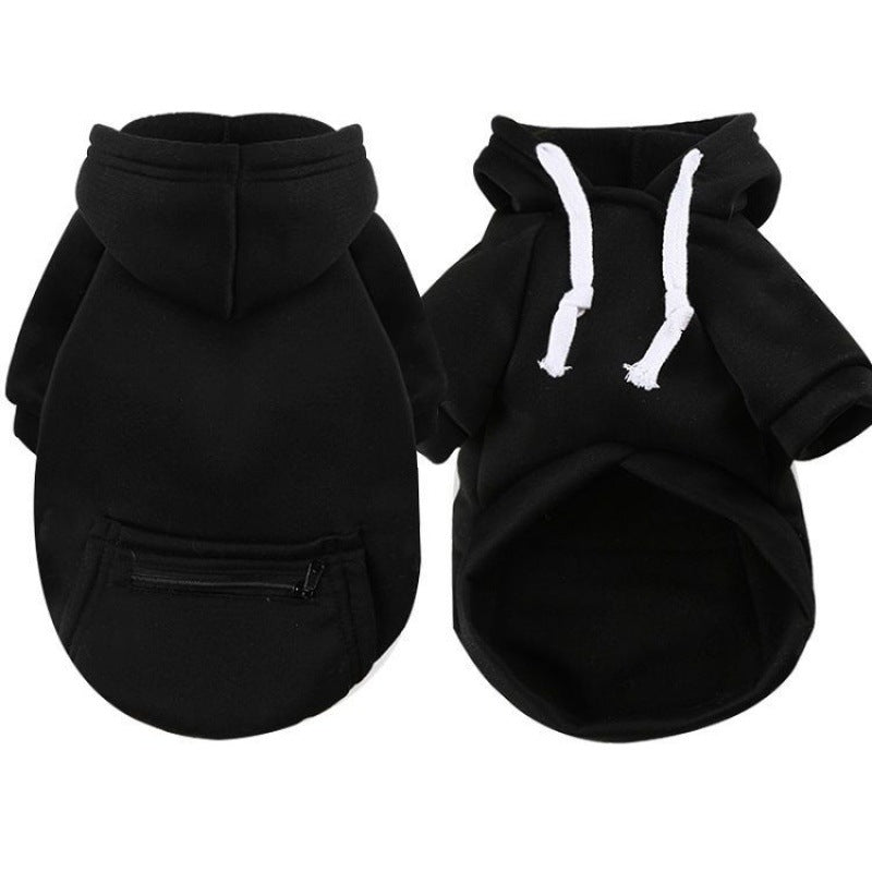 HKM-4167613 Zipper Pocket Hoodie for Small to Medium Dogs - Casual Polyester Sweatshirt in Multiple Colors