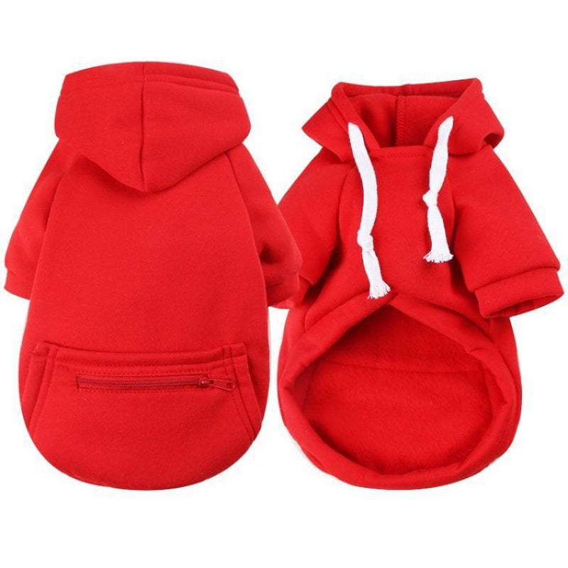 HKM-4167613 Zipper Pocket Hoodie for Small to Medium Dogs - Casual Polyester Sweatshirt in Multiple Colors