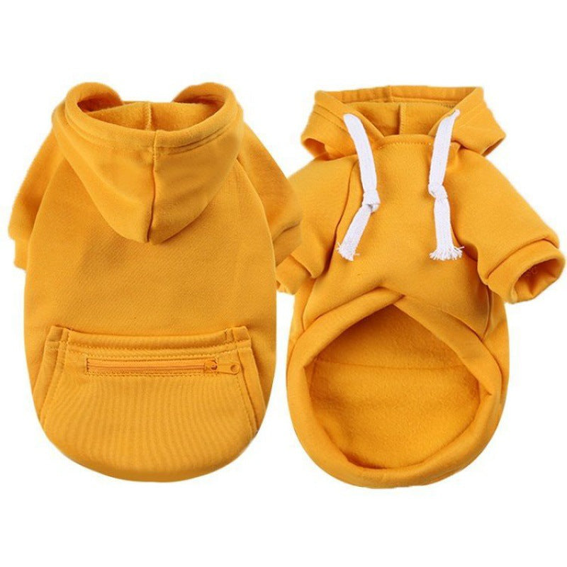 HKM-4167613 Zipper Pocket Hoodie for Small to Medium Dogs - Casual Polyester Sweatshirt in Multiple Colors
