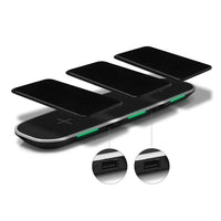 HKM-416787 Universal Qi Wireless Charging Pad - 3-in-1 Charging Base for Multiple Devices - Black or White