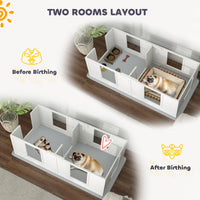 HKM-4167997 Double Room Design Whelping Box with Washable Pad for Small Dogs