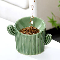 HKM-4168509 Ceramic Cat and Dog Food Bowl Set in Various Cactus Designs