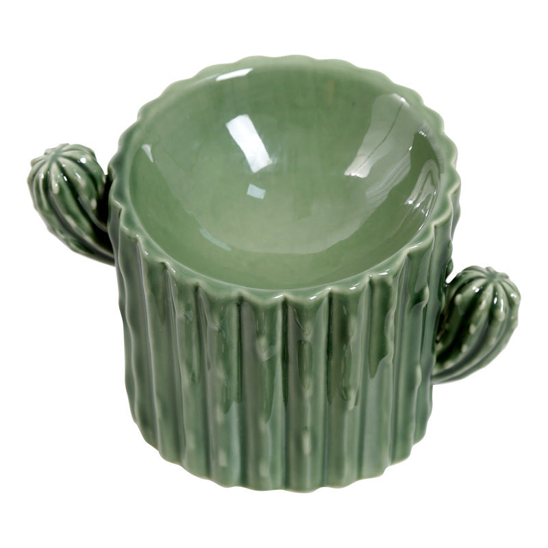 HKM-4168509 Ceramic Cat and Dog Food Bowl Set in Various Cactus Designs
