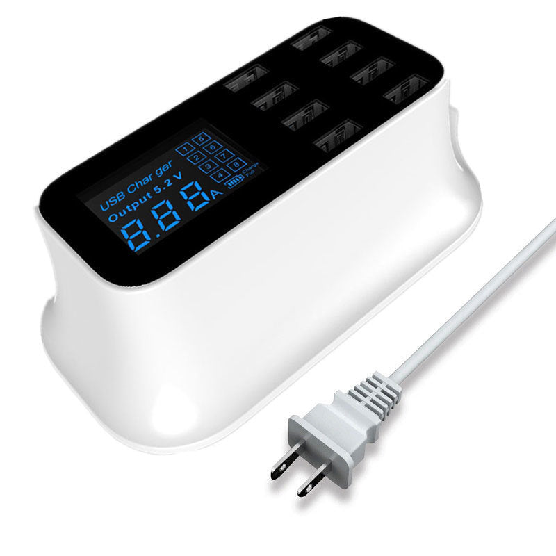 HKM-416915 8-Port USB Smart Fast Charger with LCD Display - Automatic Voltage & Current Detection