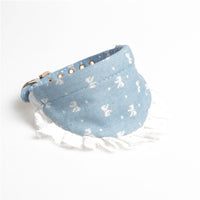 HKM-4169917 Denim Mini Bib Collar in Dark Blue and Light Blue - Cloth Material 34cm Long