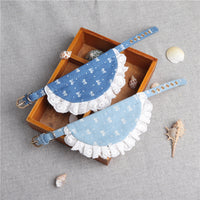 HKM-4169917 Denim Mini Bib Collar in Dark Blue and Light Blue - Cloth Material 34cm Long