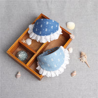HKM-4169917 Denim Mini Bib Collar in Dark Blue and Light Blue - Cloth Material 34cm Long