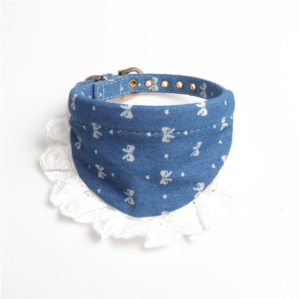 HKM-4169917 Denim Mini Bib Collar in Dark Blue and Light Blue - Cloth Material 34cm Long