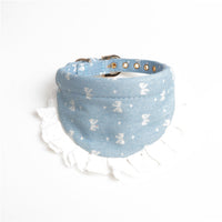 HKM-4169917 Denim Mini Bib Collar in Dark Blue and Light Blue - Cloth Material 34cm Long