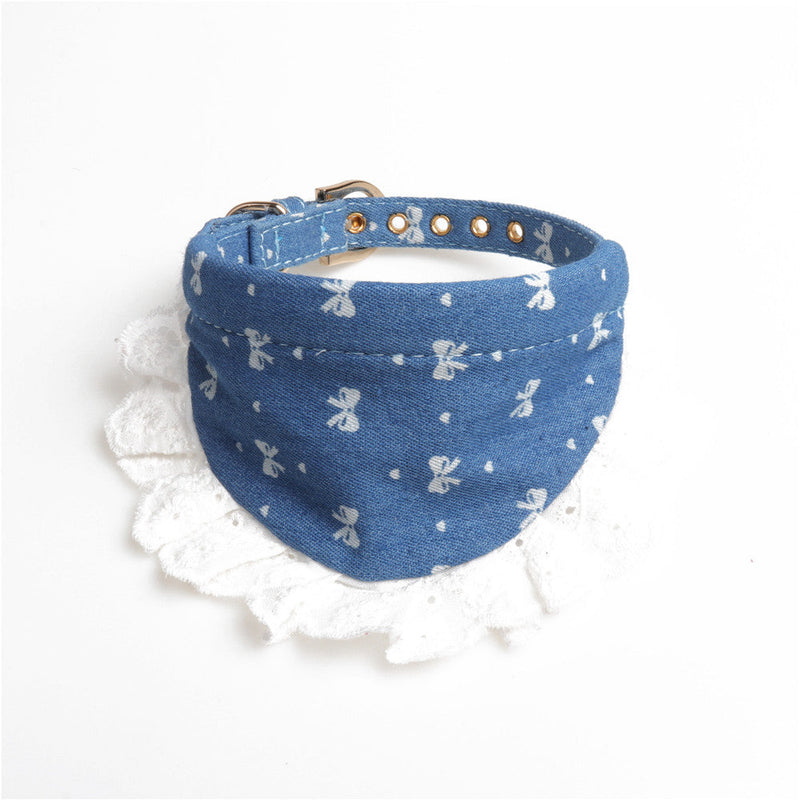 HKM-4169917 Denim Mini Bib Collar in Dark Blue and Light Blue - Cloth Material 34cm Long