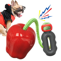 HKM-4170941 Apple Shaped Molar Dog Toy - Squeaky & Outdoor Versions in Green and Red