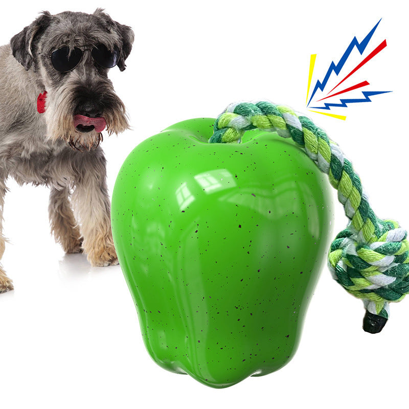 HKM-4170941 Apple Shaped Molar Dog Toy - Squeaky & Outdoor Versions in Green and Red