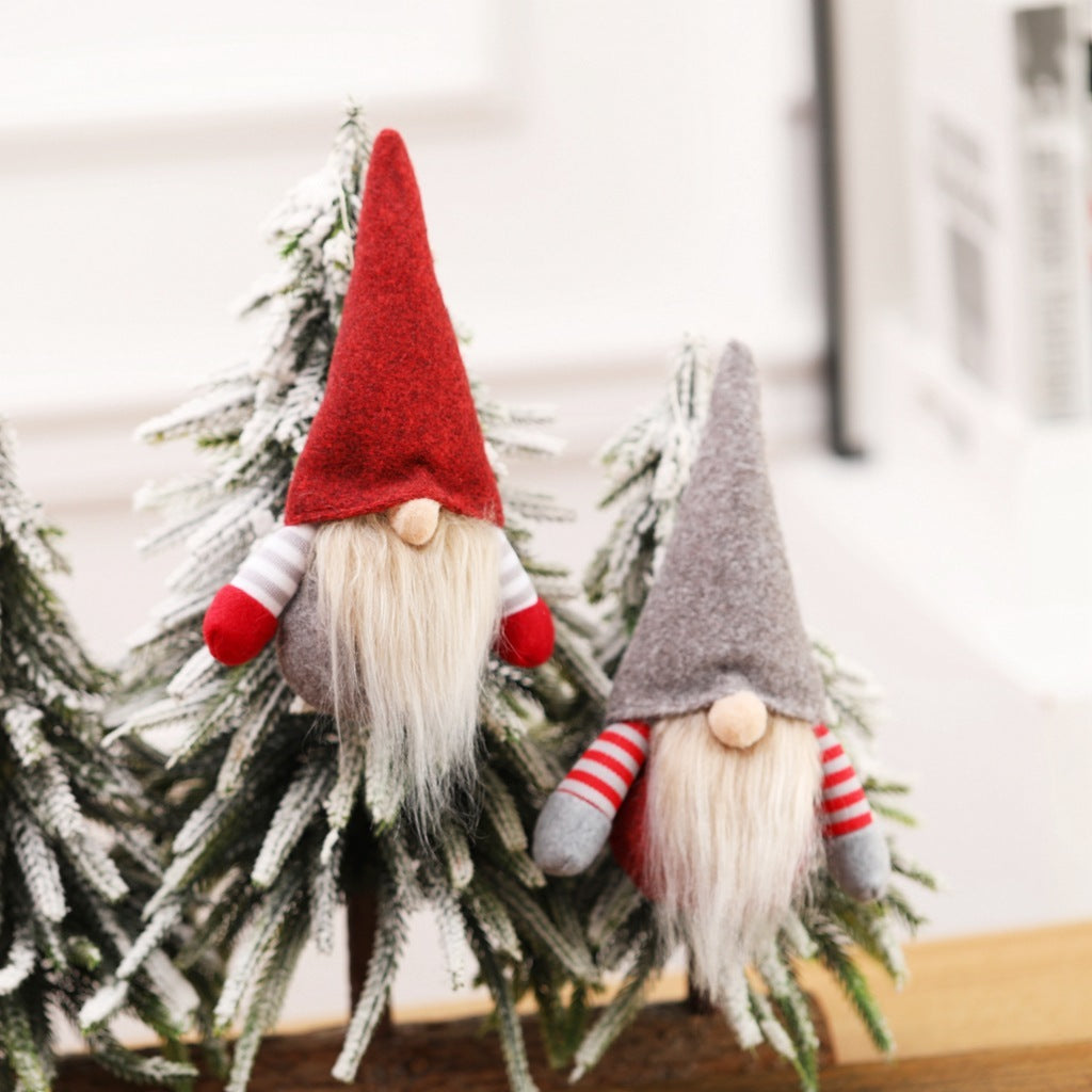 HKM-417171 Festive Christmas Faceless Doll Pendant - Cute Fabric Decoration for Holiday Cheer
