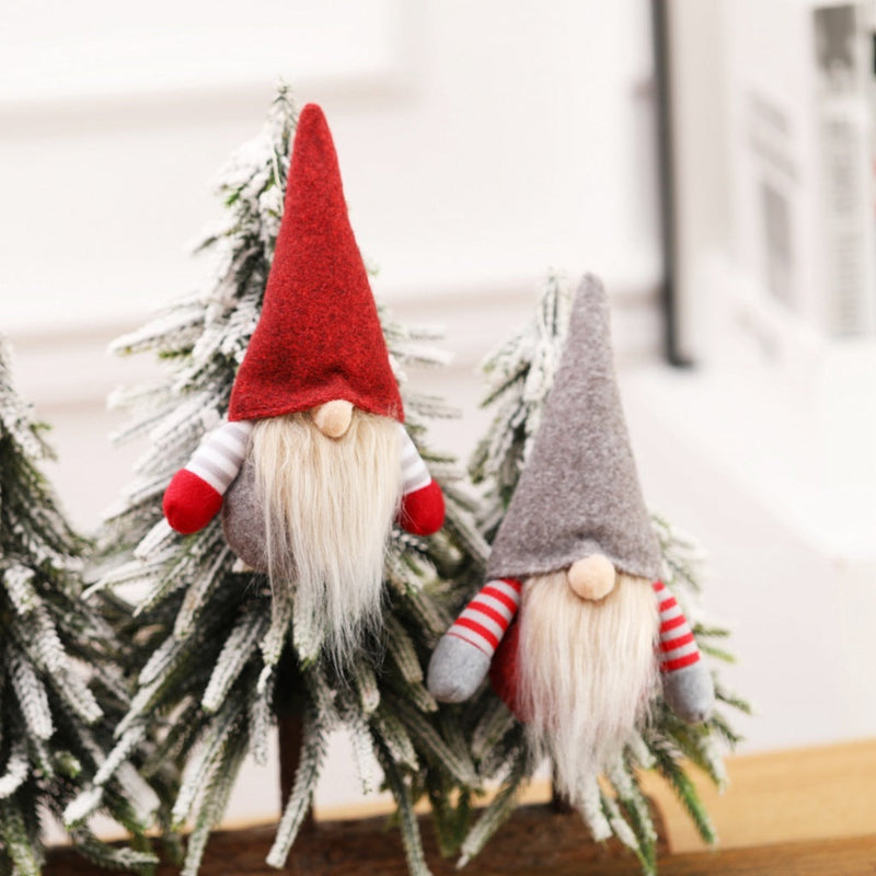HKM-417171 Festive Christmas Faceless Doll Pendant - Cute Fabric Decoration for Holiday Cheer