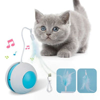 HKM-417171 Interactive Electric Cat Toy Ball with Feather Teaser and Irregular Movement for Engaging Play