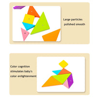 HKM-417171 Montessori Magnetic Tangram Puzzle - 3D Wooden Shape Building Blocks for Kids Learning