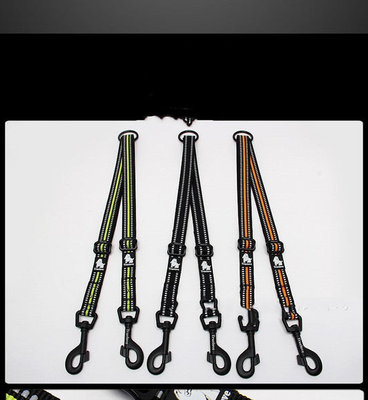 HKM-4172093 Double-Headed Nylon Dog Leash for Outdoor Use - Multiple Sizes Available