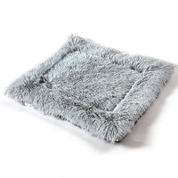 HKM-4172349 Plush Button Cat Litter Pad for Small Dogs - Soft Cushion Nest in Light Gray and Creamy White
