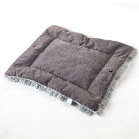 HKM-4172349 Plush Button Cat Litter Pad for Small Dogs - Soft Cushion Nest in Light Gray and Creamy White