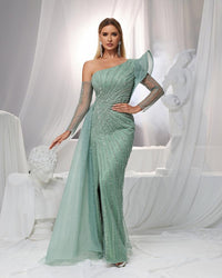 HKM-417427 Elegant Green Evening Gown for Ladies - Model EZ25151