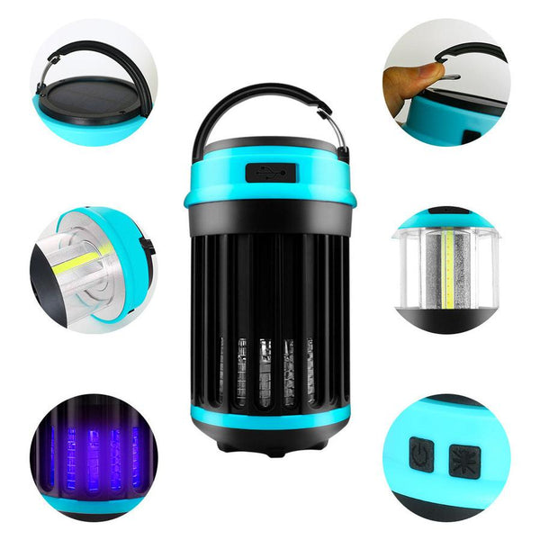 HKM-417555 Solar-Powered Outdoor Mosquito Killer Lamp with USB Charging - Waterproof Camping Light