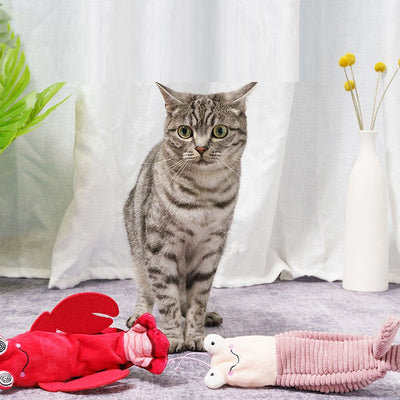 HKM-4177725 Intelligent Start Stop Automatic Plush Cat Toys - Pipi Shrimp & Lobster Design