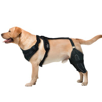 HKM-4177853 Adjustable Dog Thigh Protective Sleeve with Metal Support for Postoperative Care - Black