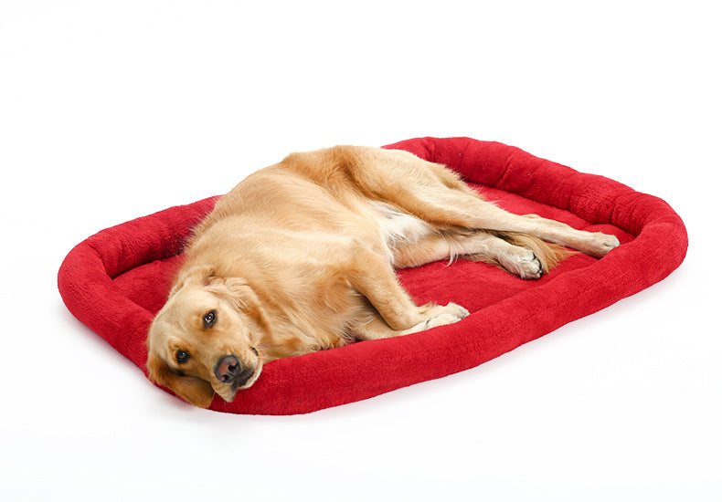 HKM-4178109 Velvet Pet Cushion in Dark Blue and Red