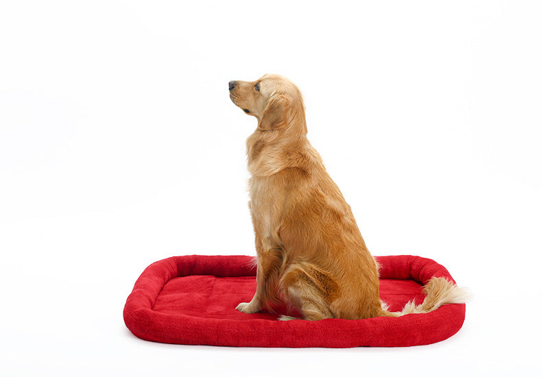 HKM-4178109 Velvet Pet Cushion in Dark Blue and Red