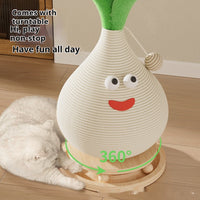 HKM-4178877 Wear-Resistant Sisal Cat Scratch Board with Solid Wood Turntable Design