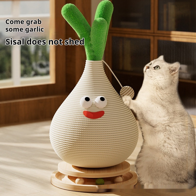 HKM-4178877 Wear-Resistant Sisal Cat Scratch Board with Solid Wood Turntable Design