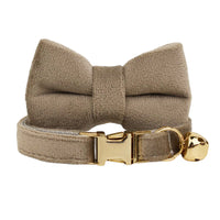 HKM-4180029 Lovely Cat Bow and Bell Collar Set for Pets, Cotton Material, Cartoon Design, Small and Large Sizes Available