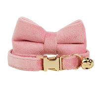 HKM-4180029 Lovely Cat Bow and Bell Collar Set for Pets, Cotton Material, Cartoon Design, Small and Large Sizes Available