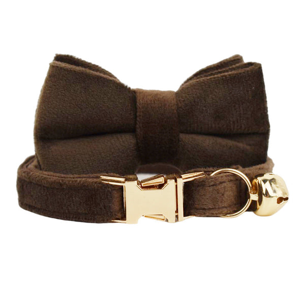 HKM-4180029 Lovely Cat Bow and Bell Collar Set for Pets, Cotton Material, Cartoon Design, Small and Large Sizes Available