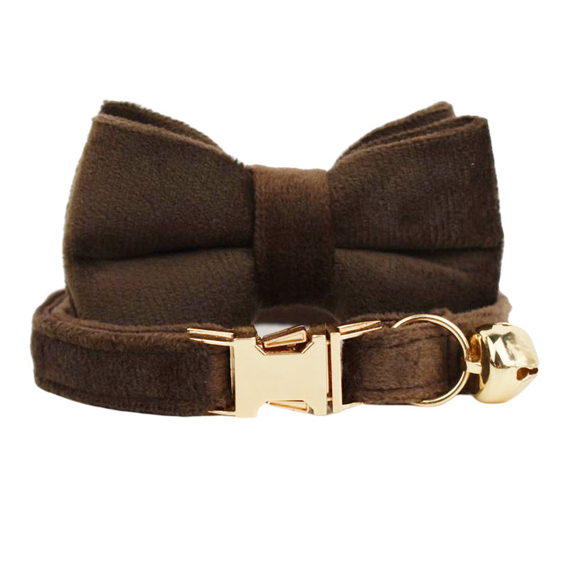 HKM-4180029 Lovely Cat Bow and Bell Collar Set for Pets, Cotton Material, Cartoon Design, Small and Large Sizes Available