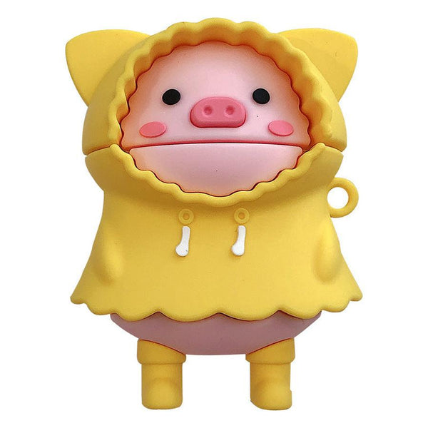 HKM-418067 Cute Pig Earphone Case for AirPods (1st, 2nd, and 3rd Generation) – Silicone Clamshell Design