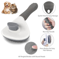 HKM-4181309 Cat Grooming Brush with Release Button for Easy Hair Removal, Perfect for Long and Short Haired Cats