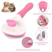 HKM-4181309 Cat Grooming Brush with Release Button for Easy Hair Removal, Perfect for Long and Short Haired Cats