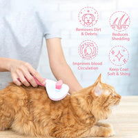 HKM-4181309 Cat Grooming Brush with Release Button for Easy Hair Removal, Perfect for Long and Short Haired Cats