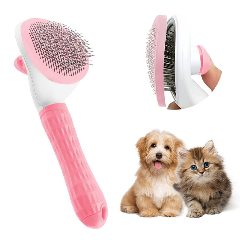 HKM-4181309 Cat Grooming Brush with Release Button for Easy Hair Removal, Perfect for Long and Short Haired Cats