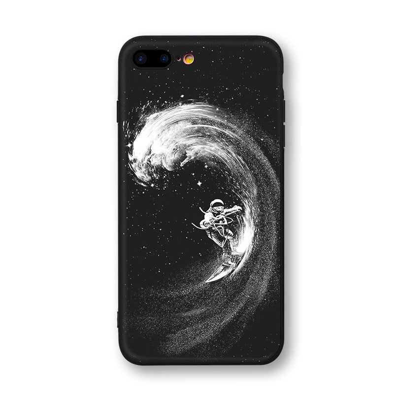 HKM-418131 Frosted Painted Soft Shell Phone Case - A Space Surfing, Climbing the Moon, Eclipse, Full Moon Designs