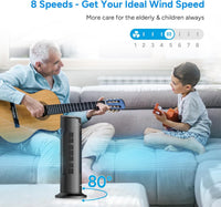 HKM-4181331 25 dB Quiet DC Bladeless Tower Fan with Remote, 8 Speeds, 1-8H Timer, 80° Oscillation, 16 Inch for Home and Office