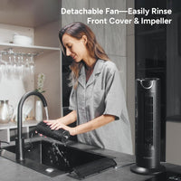 HKM-4181331 25 dB Quiet DC Bladeless Tower Fan with Remote, 8 Speeds, 1-8H Timer, 80° Oscillation, 16 Inch for Home and Office