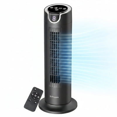 HKM-4181331 25 dB Quiet DC Bladeless Tower Fan with Remote, 8 Speeds, 1-8H Timer, 80° Oscillation, 16 Inch for Home and Office