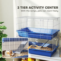 HKM-4181693 2-Tier Small Animal Cage with Ramp and 2 Access Doors for Rabbits, Chinchillas, and Guinea Pigs