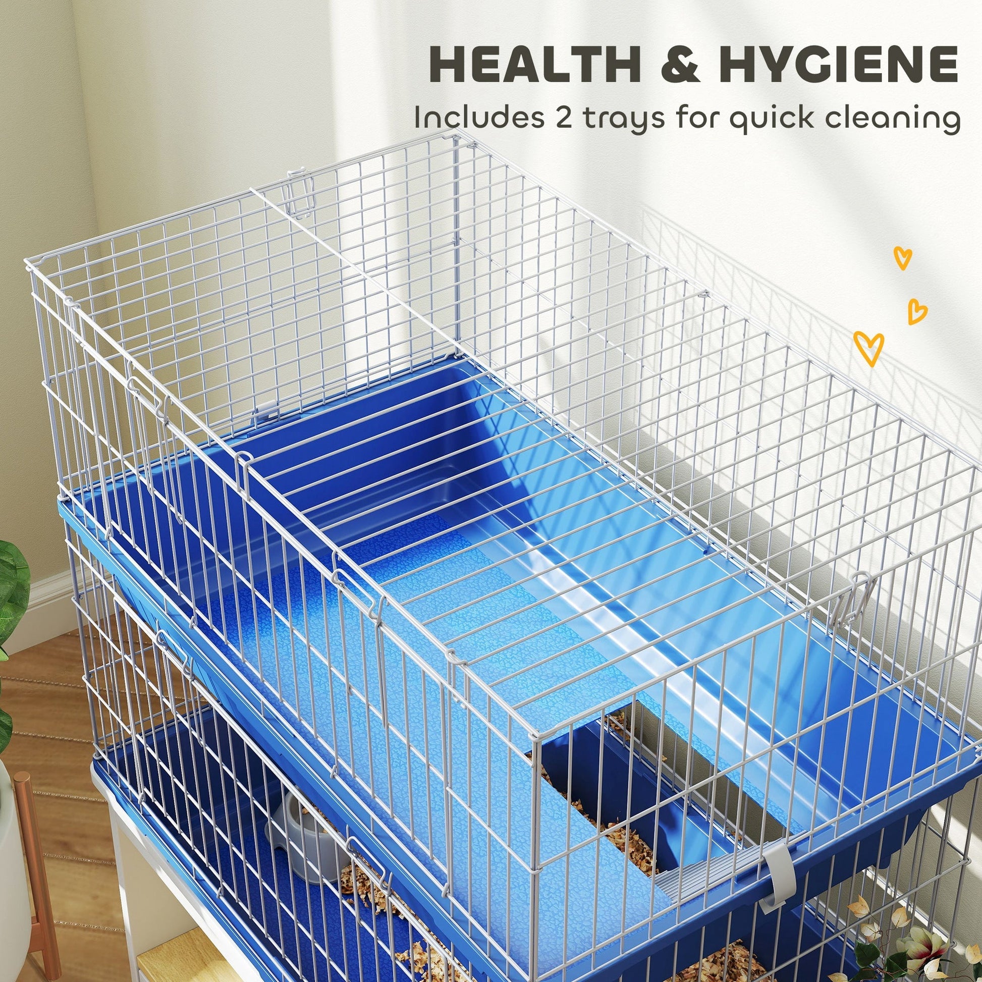 HKM-4181693 2-Tier Small Animal Cage with Ramp and 2 Access Doors for Rabbits, Chinchillas, and Guinea Pigs