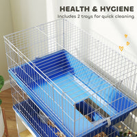 HKM-4181693 2-Tier Small Animal Cage with Ramp and 2 Access Doors for Rabbits, Chinchillas, and Guinea Pigs