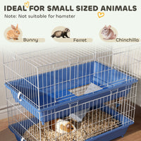 HKM-4181693 2-Tier Small Animal Cage with Ramp and 2 Access Doors for Rabbits, Chinchillas, and Guinea Pigs