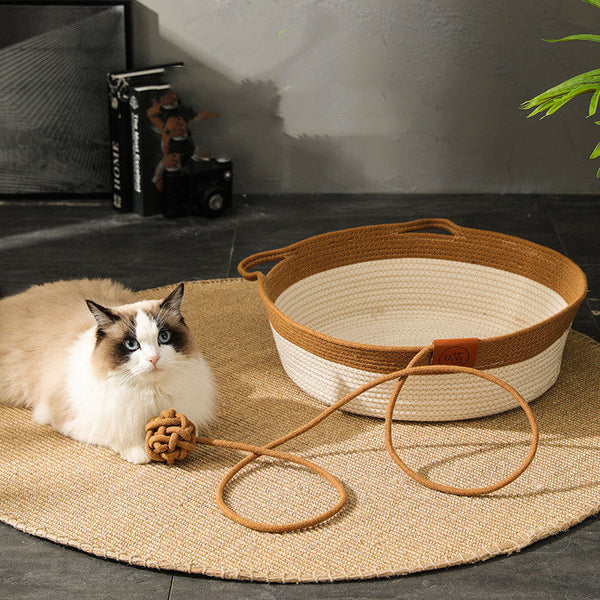 HKM-4182077 Cotton Rope Rattan Cat Nest in Multiple Colors and Sizes